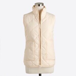 J.Crew Factory Quilted Vanilla Cream Puffer Vest NWT women size M medium
